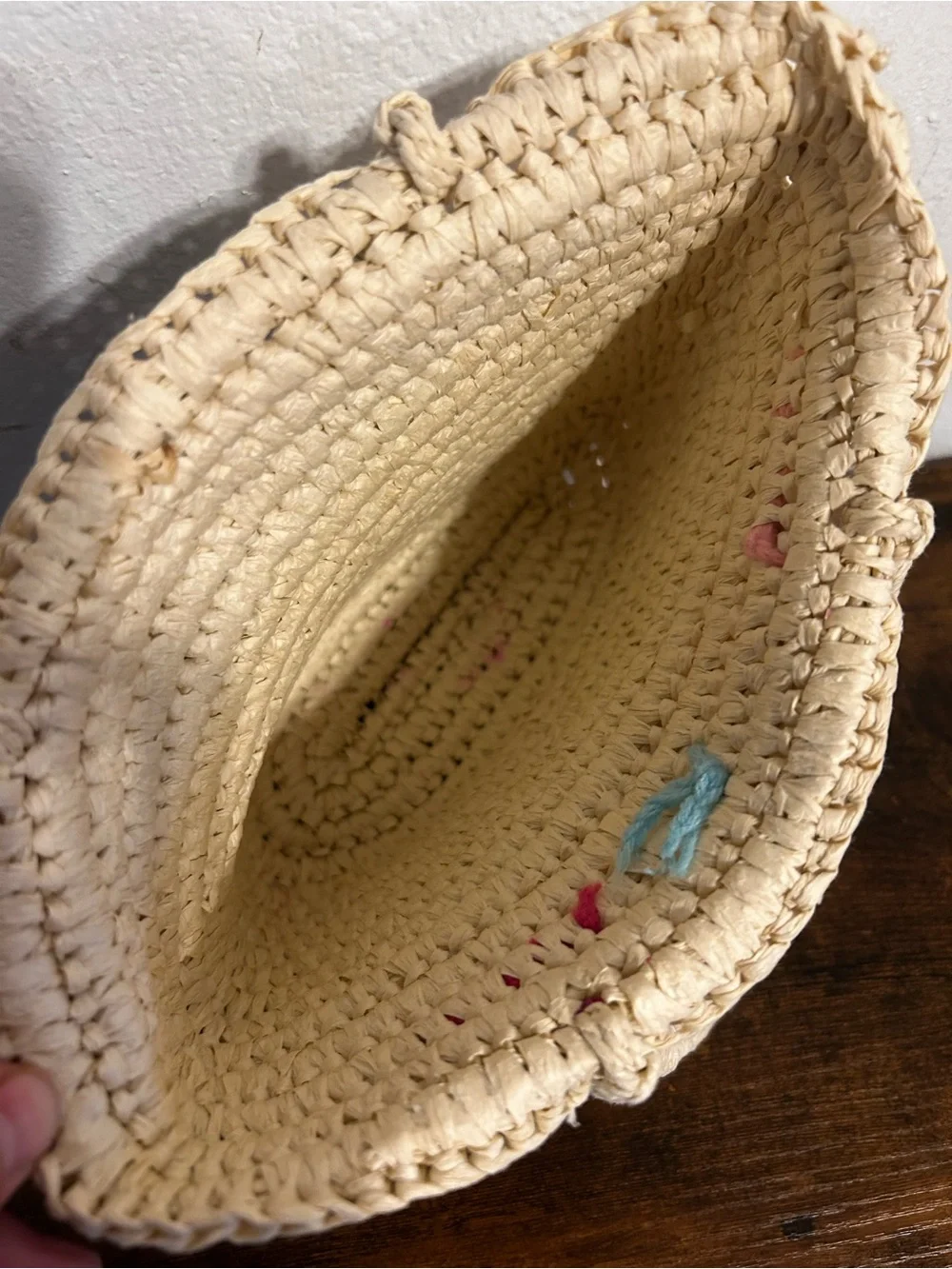 Natural Straw Tote with Hot Pink, Light Blue & Peach Tassels